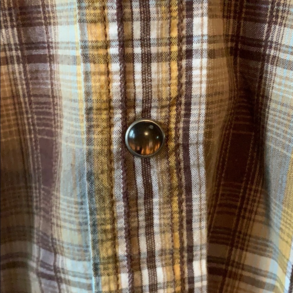 Levi’s• Snap Button Yellow & Brown Rustic Top - Picture 5 of 7